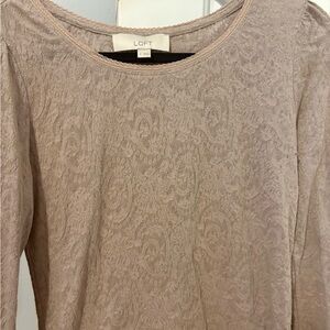 LOFT Women's Long Sleeve Lace Top - Beige